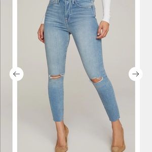 Good American Skinny Jeans (GOOD WAIST CROP RAW EDGE) in color Blue352
